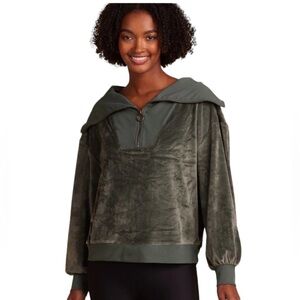 Summersalt The Plush Velour Half-Zip Pullover Olive Size Large